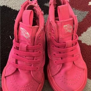 Size 6 toddler high top hot pink vans with a zipper in the back.